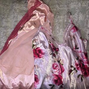 Floral Pink & Peach Nightgown/Robe Set